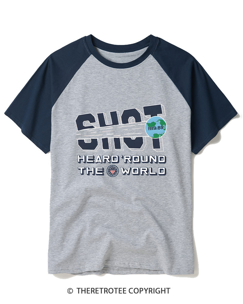 TheRetroTee US Soccer Shot Heard 'Round 1989 Raglan Baseball T-Shirt