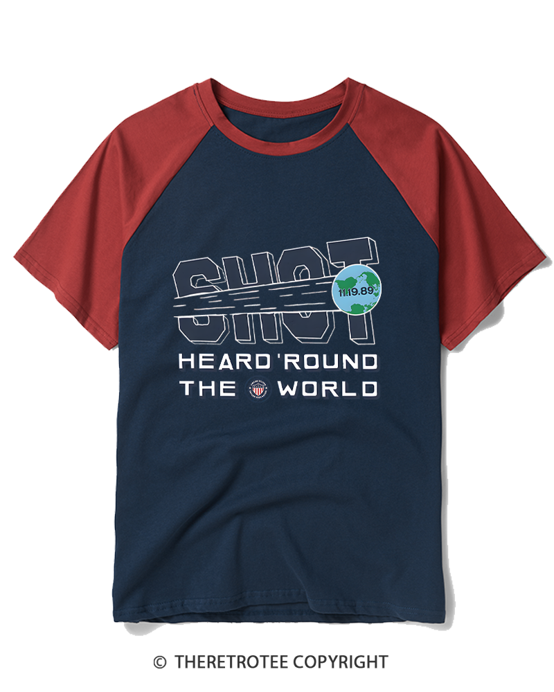 TheRetroTee US Soccer Shot Heard 'Round 1989 Raglan Baseball T-Shirt