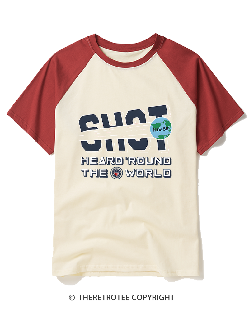 TheRetroTee US Soccer Shot Heard 'Round 1989 Raglan Baseball T-Shirt