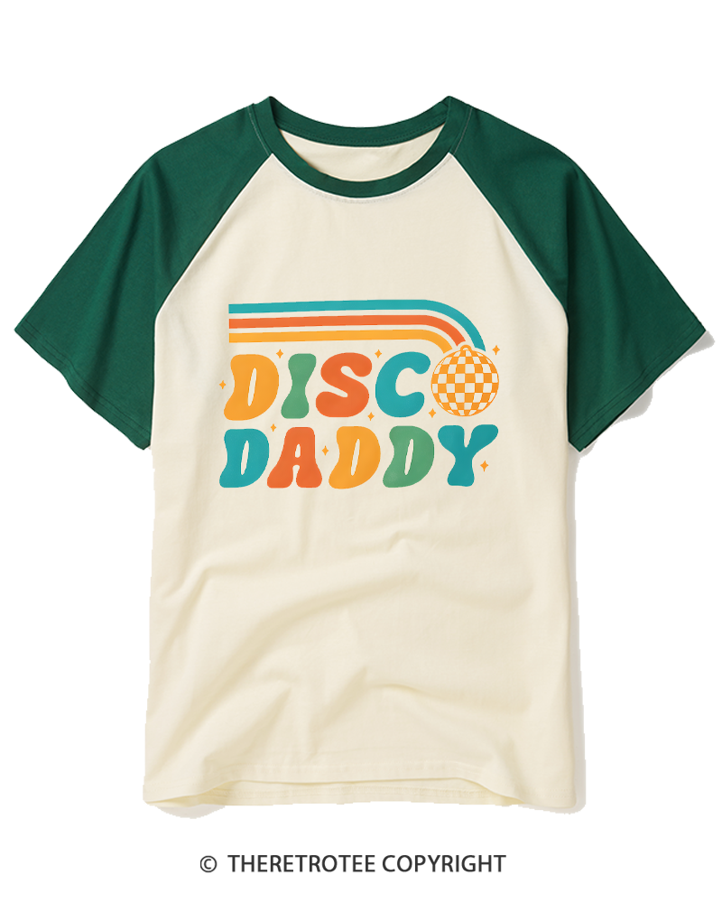 TheRetroTee Disco Daddy 1970s Raglan Baseball T-Shirt