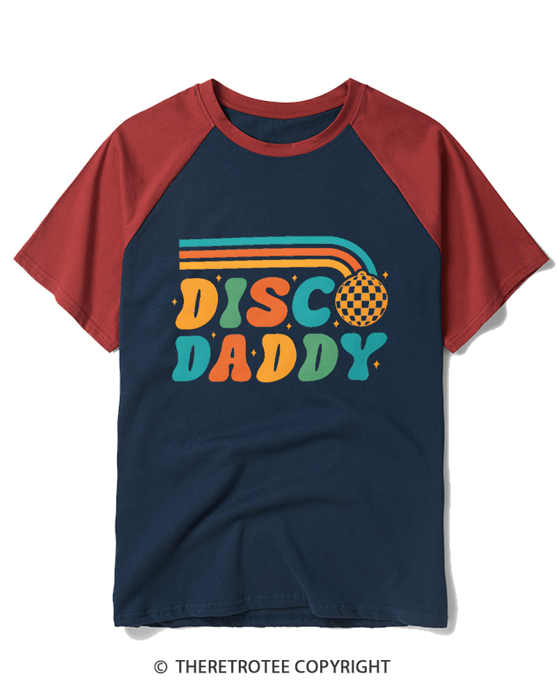 TheRetroTee Disco Daddy 1970s Raglan Baseball T-Shirt