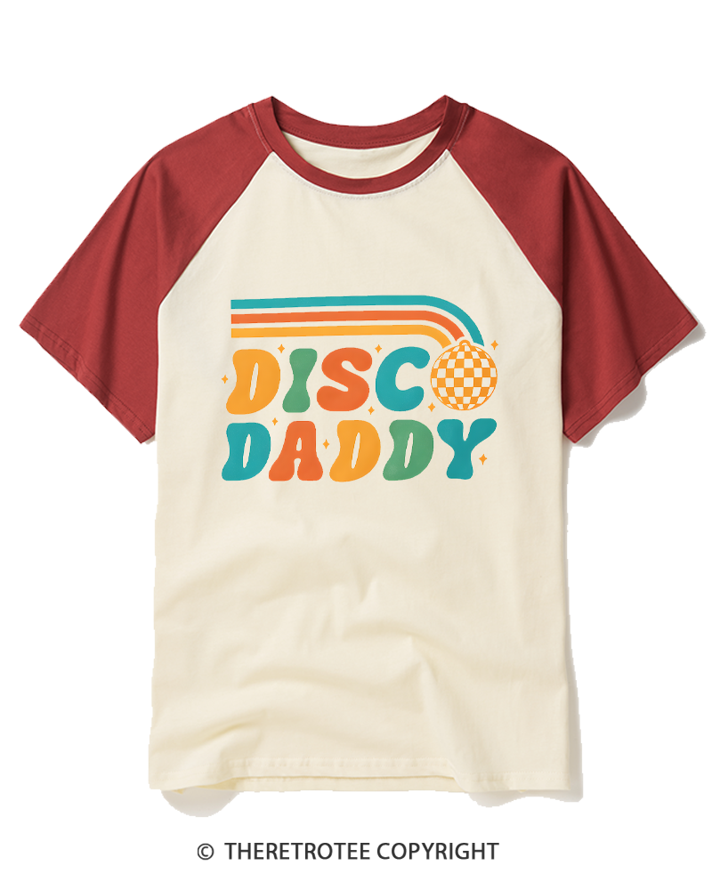 TheRetroTee Disco Daddy 1970s Raglan Baseball T-Shirt