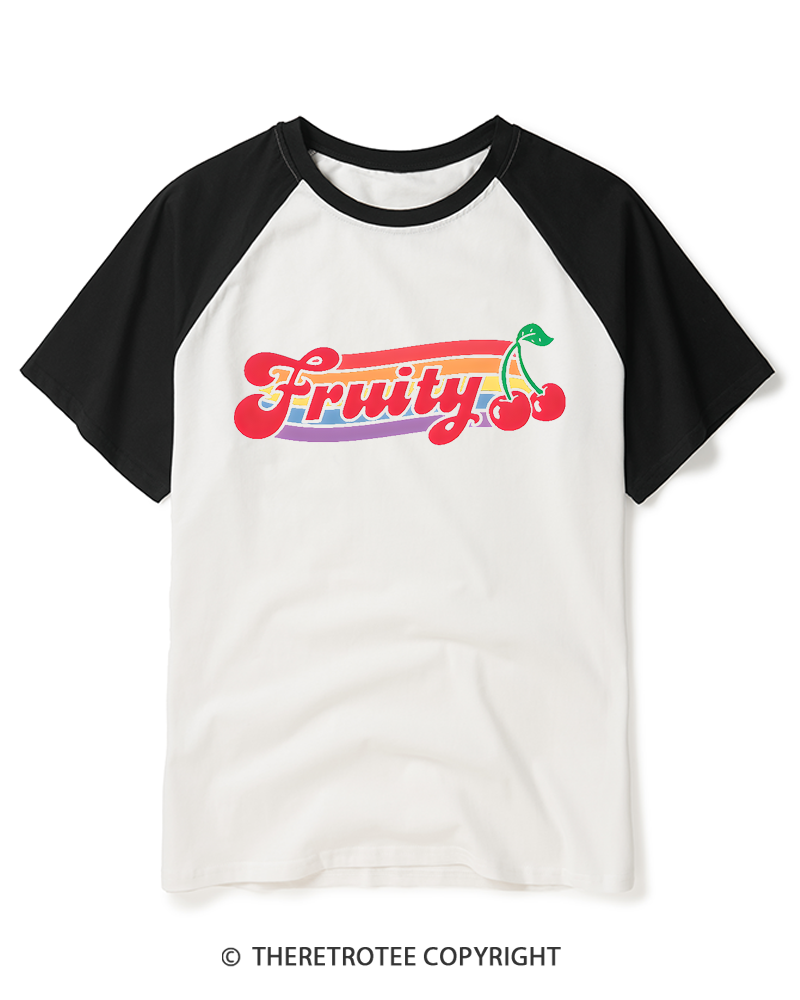 TheRetroTee Fruit 1990s Raglan Baseball T-Shirt