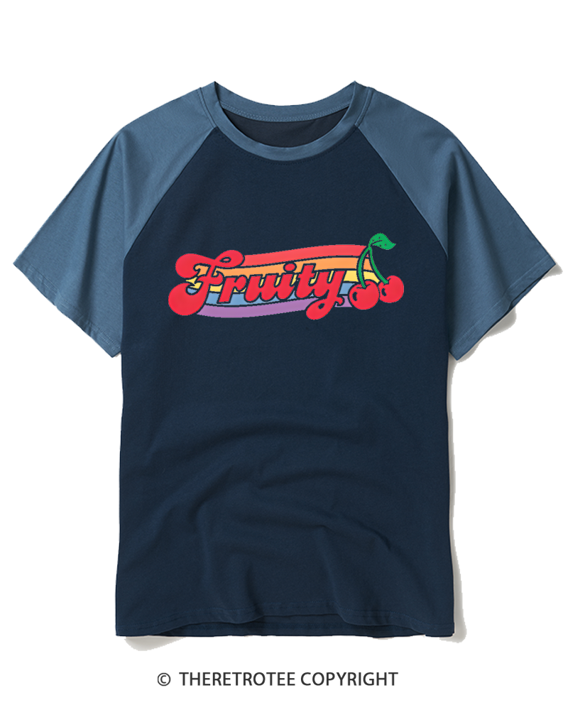TheRetroTee Fruit 1990s Raglan Baseball T-Shirt