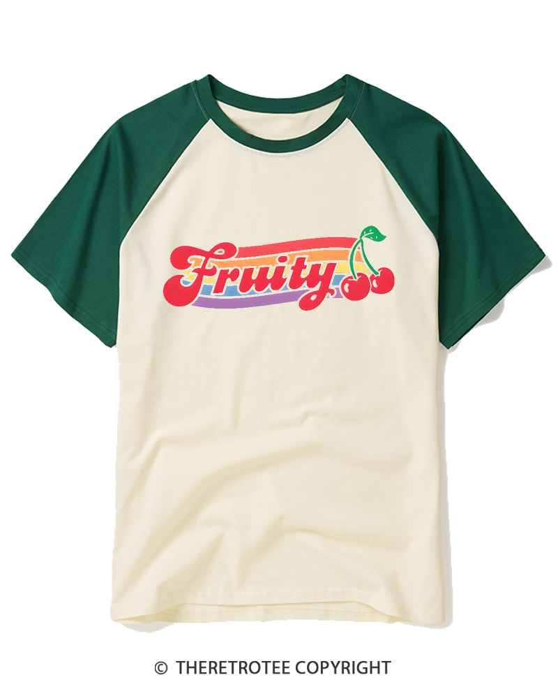 TheRetroTee Fruit 1990s Raglan Baseball T-Shirt