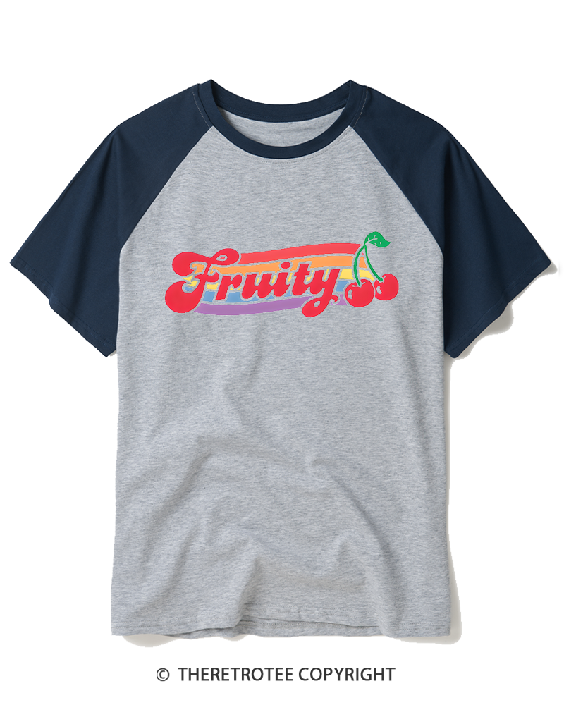 TheRetroTee Fruit 1990s Raglan Baseball T-Shirt