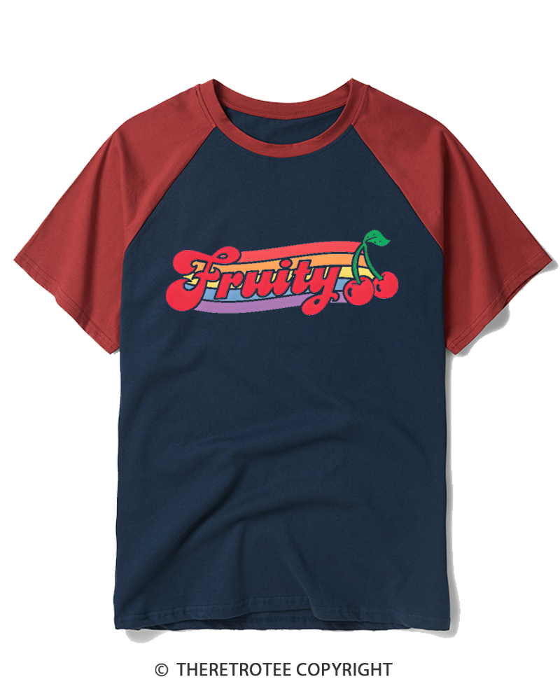 TheRetroTee Fruit 1990s Raglan Baseball T-Shirt