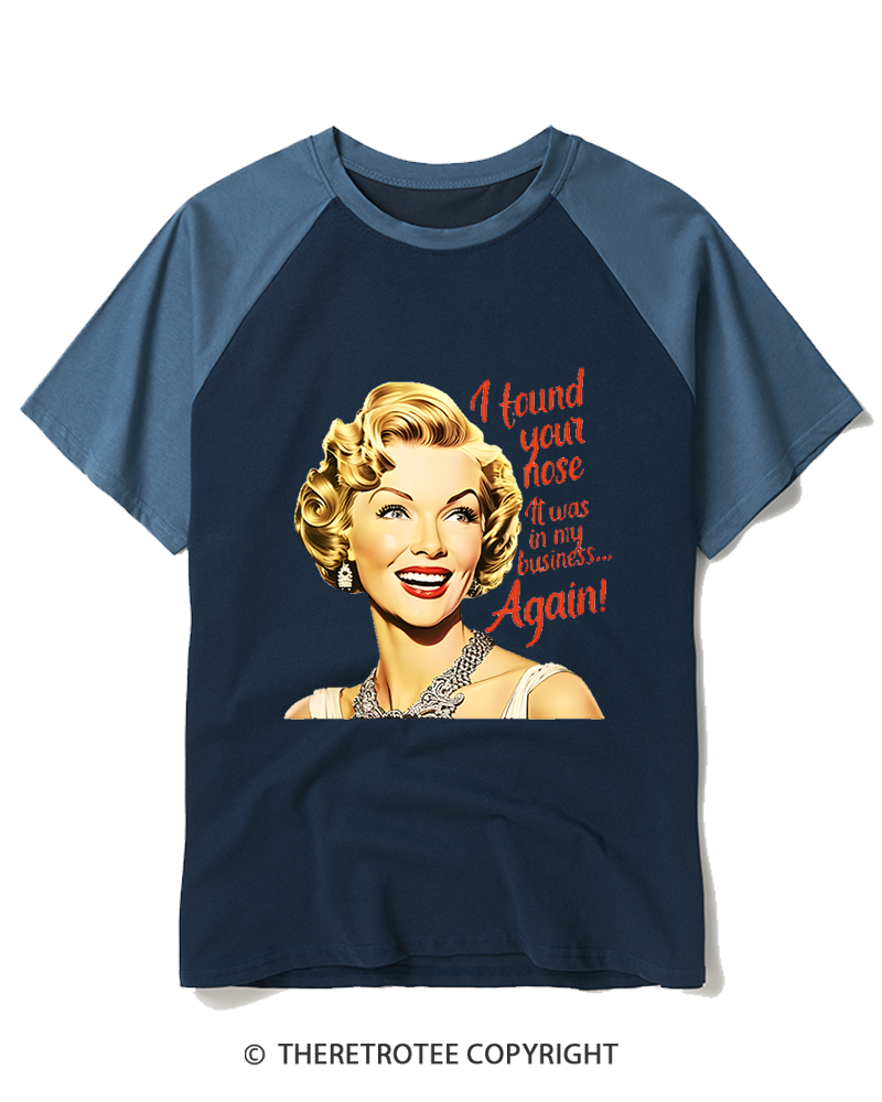 TheRetroTee It Was In My Business 1950s Raglan Baseball T-Shirt