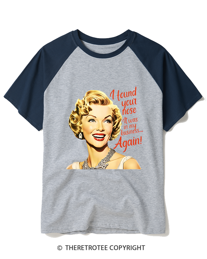 TheRetroTee It Was In My Business 1950s Raglan Baseball T-Shirt