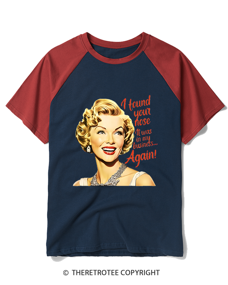 TheRetroTee It Was In My Business 1950s Raglan Baseball T-Shirt