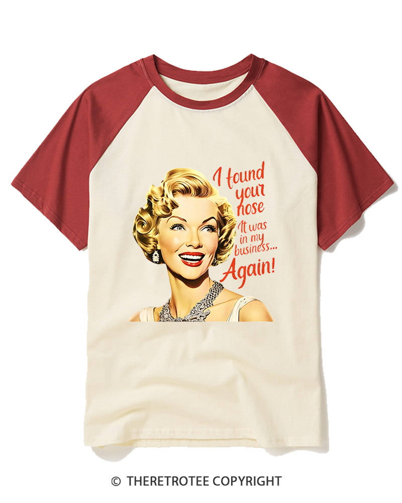 TheRetroTee It Was In My Business 1950s Raglan Baseball T-Shirt