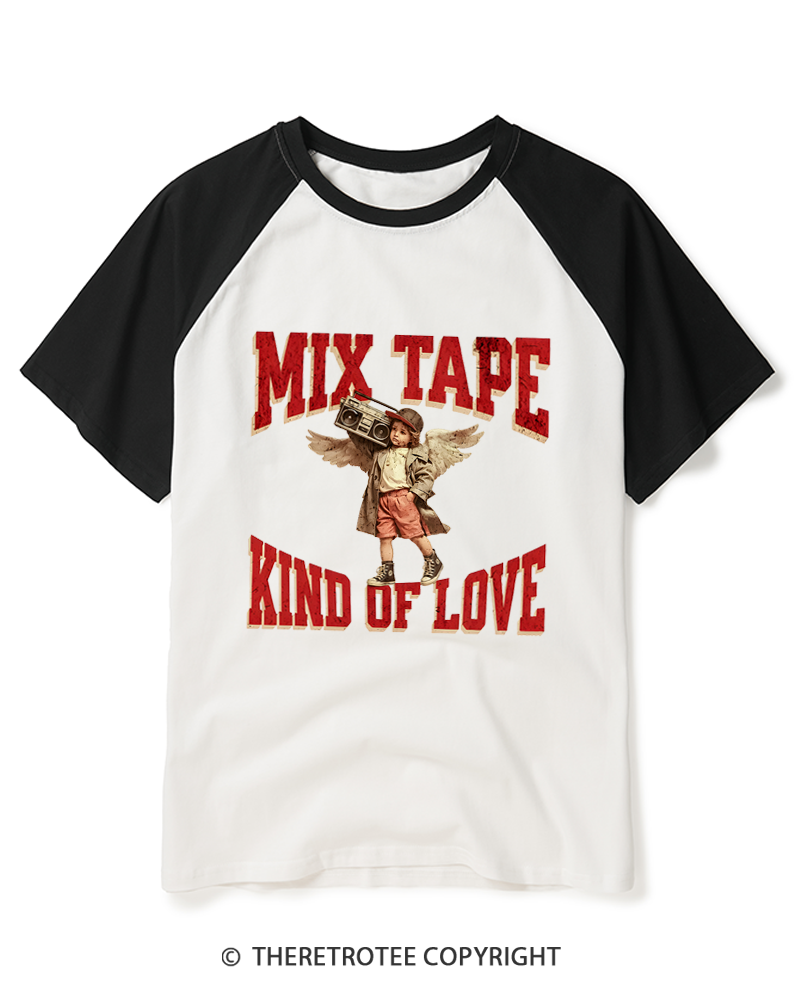 TheRetroTee Mix Tape Kind of Love 1980s Raglan Baseball T-Shirt
