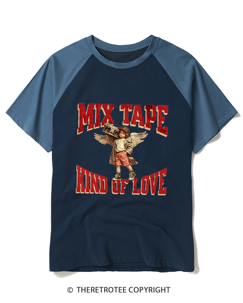 TheRetroTee Mix Tape Kind of Love 1980s Raglan Baseball T-Shirt