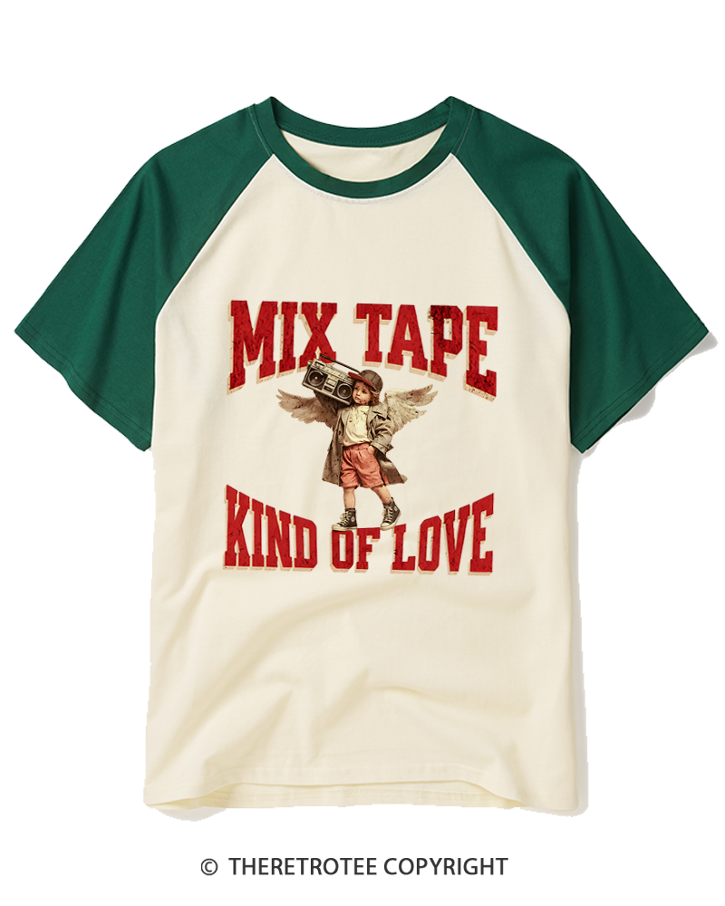 TheRetroTee Mix Tape Kind of Love 1980s Raglan Baseball T-Shirt