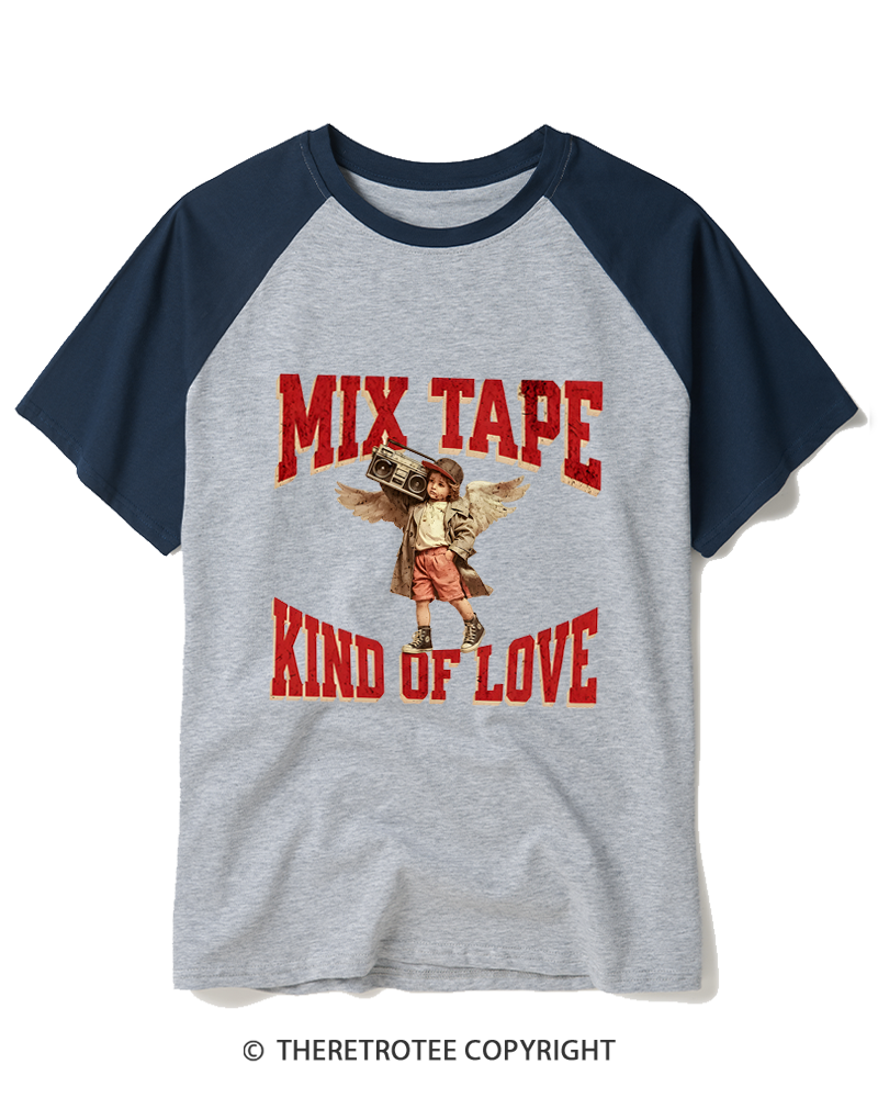 TheRetroTee Mix Tape Kind of Love 1980s Raglan Baseball T-Shirt