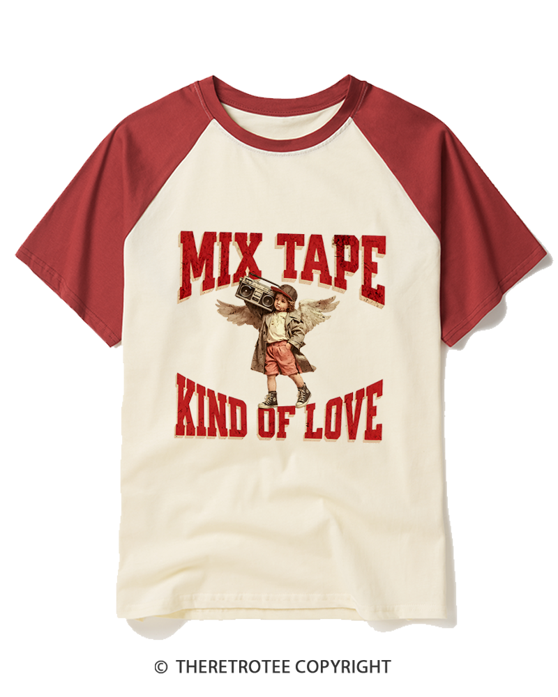 TheRetroTee Mix Tape Kind of Love 1980s Raglan Baseball T-Shirt