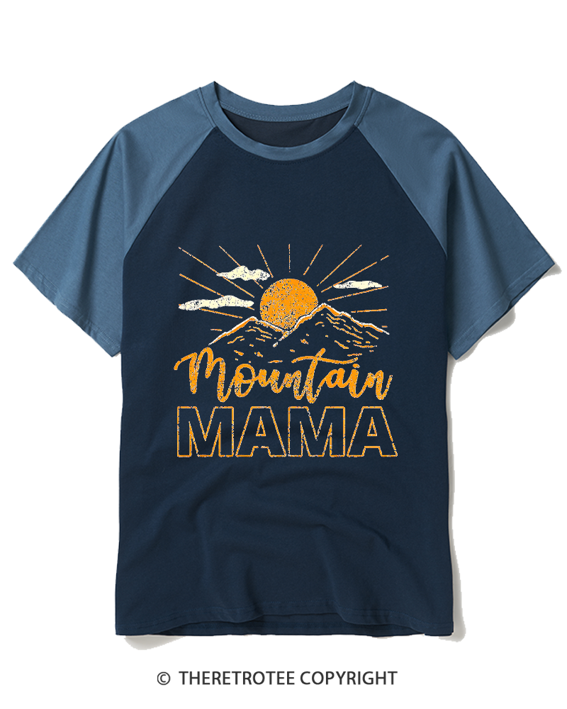TheRetroTee Mountain Mama 1970s Raglan Baseball T-Shirt
