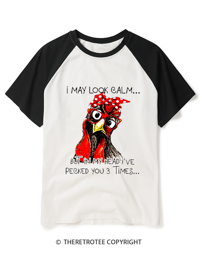 TheRetroTee Rooster Humor 1960s Raglan Baseball T-Shirt