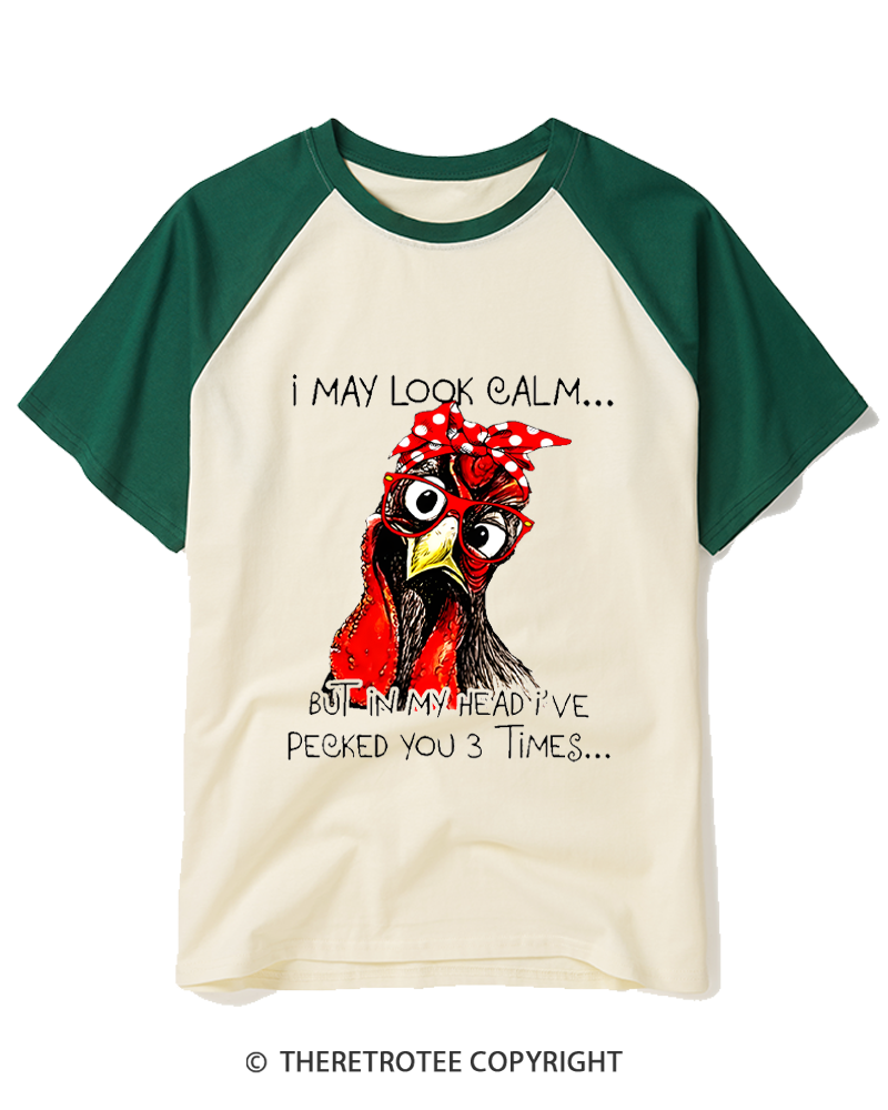 TheRetroTee Rooster Humor 1960s Raglan Baseball T-Shirt