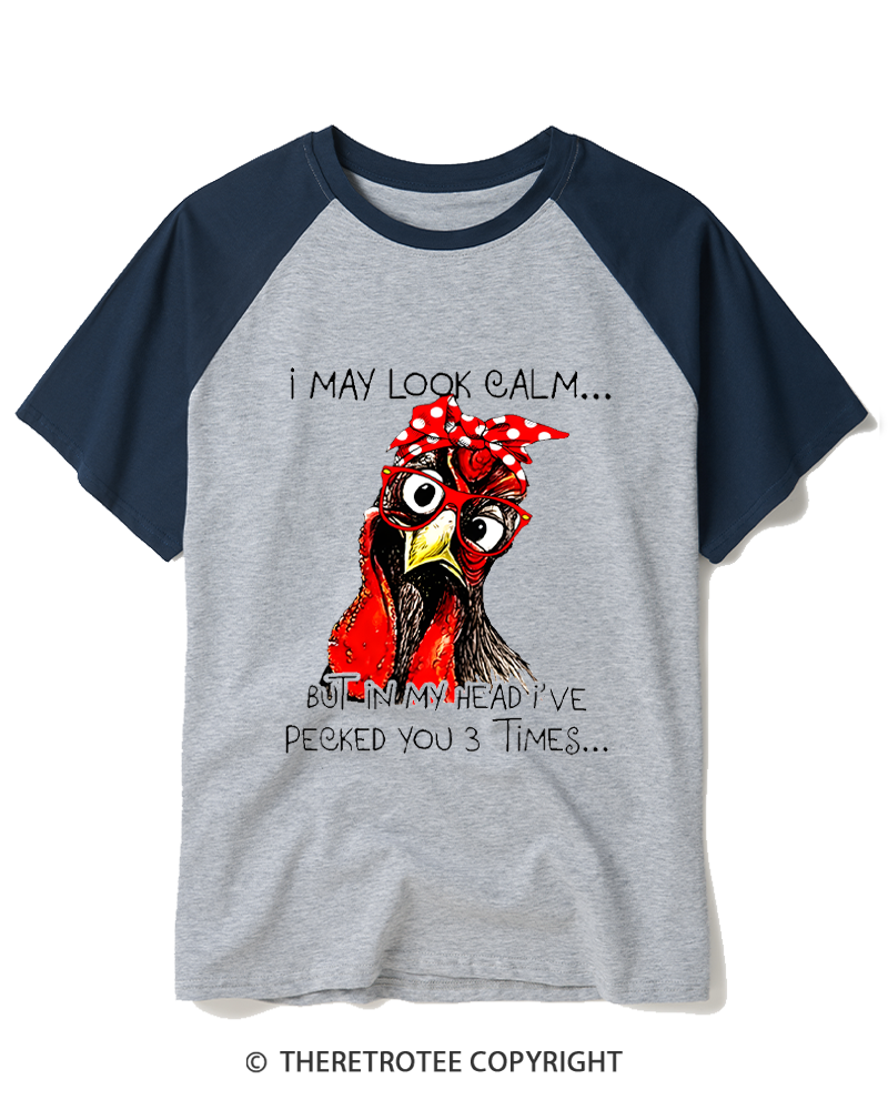 TheRetroTee Rooster Humor 1960s Raglan Baseball T-Shirt
