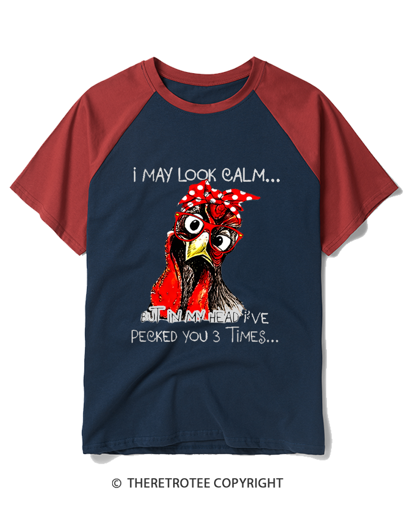 TheRetroTee Rooster Humor 1960s Raglan Baseball T-Shirt