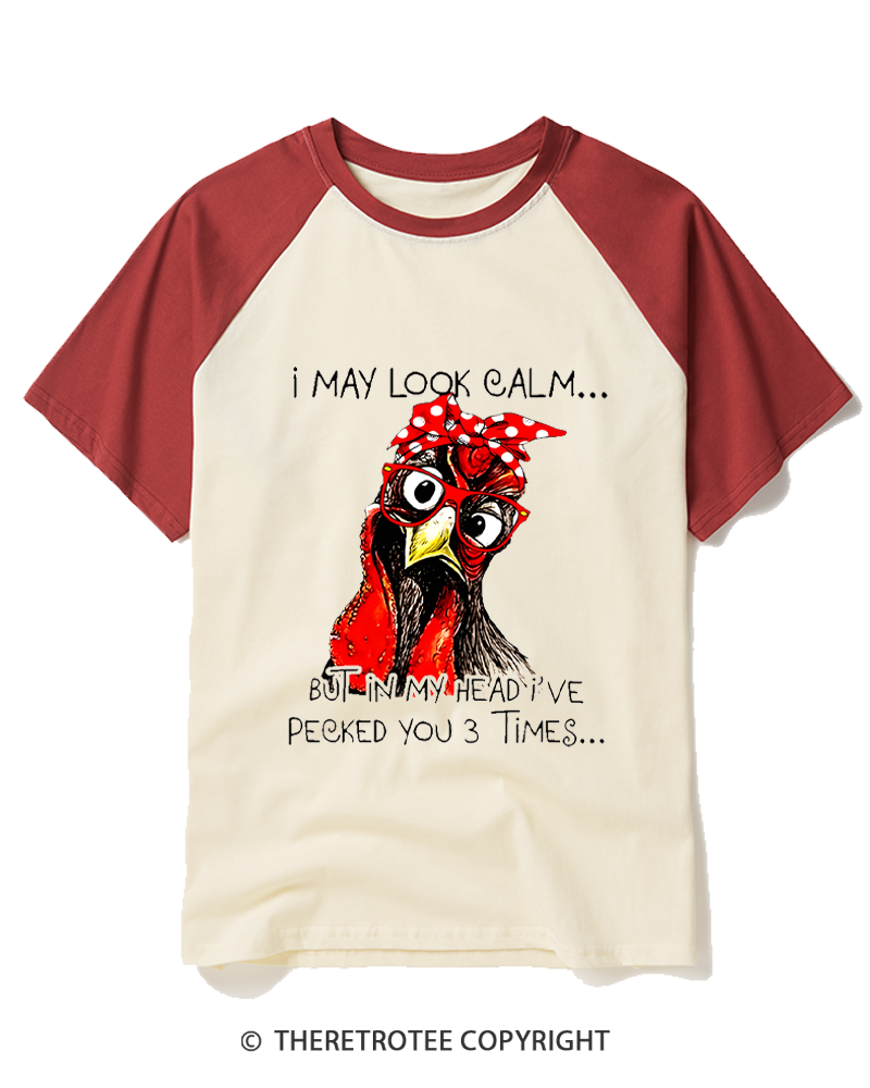 TheRetroTee Rooster Humor 1960s Raglan Baseball T-Shirt