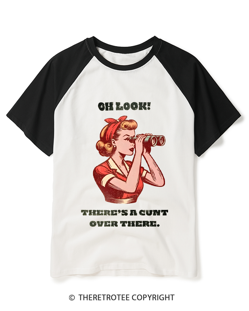 TheRetroTee There's A Cunt Over There 1950s Raglan Baseball T-Shirt