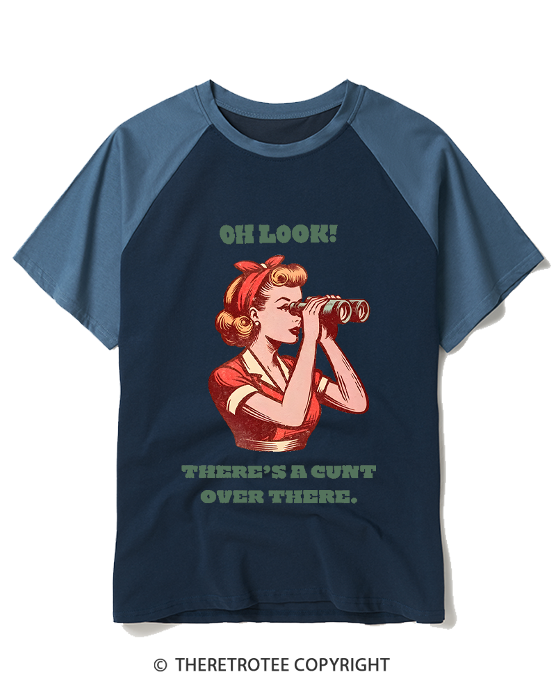 TheRetroTee There's A Cunt Over There 1950s Raglan Baseball T-Shirt