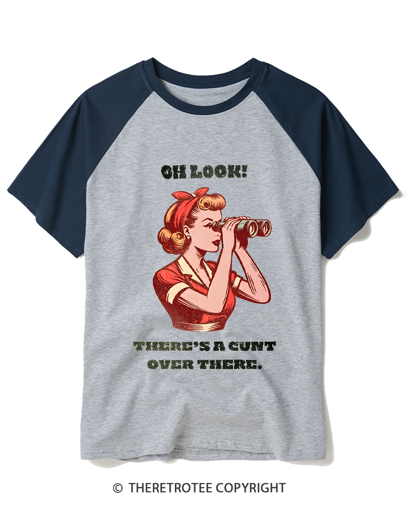 TheRetroTee There's A Cunt Over There 1950s Raglan Baseball T-Shirt