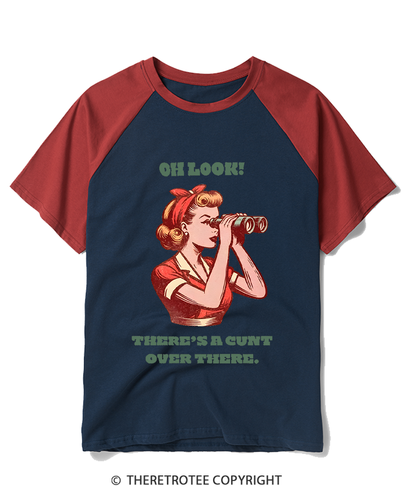 TheRetroTee There's A Cunt Over There 1950s Raglan Baseball T-Shirt