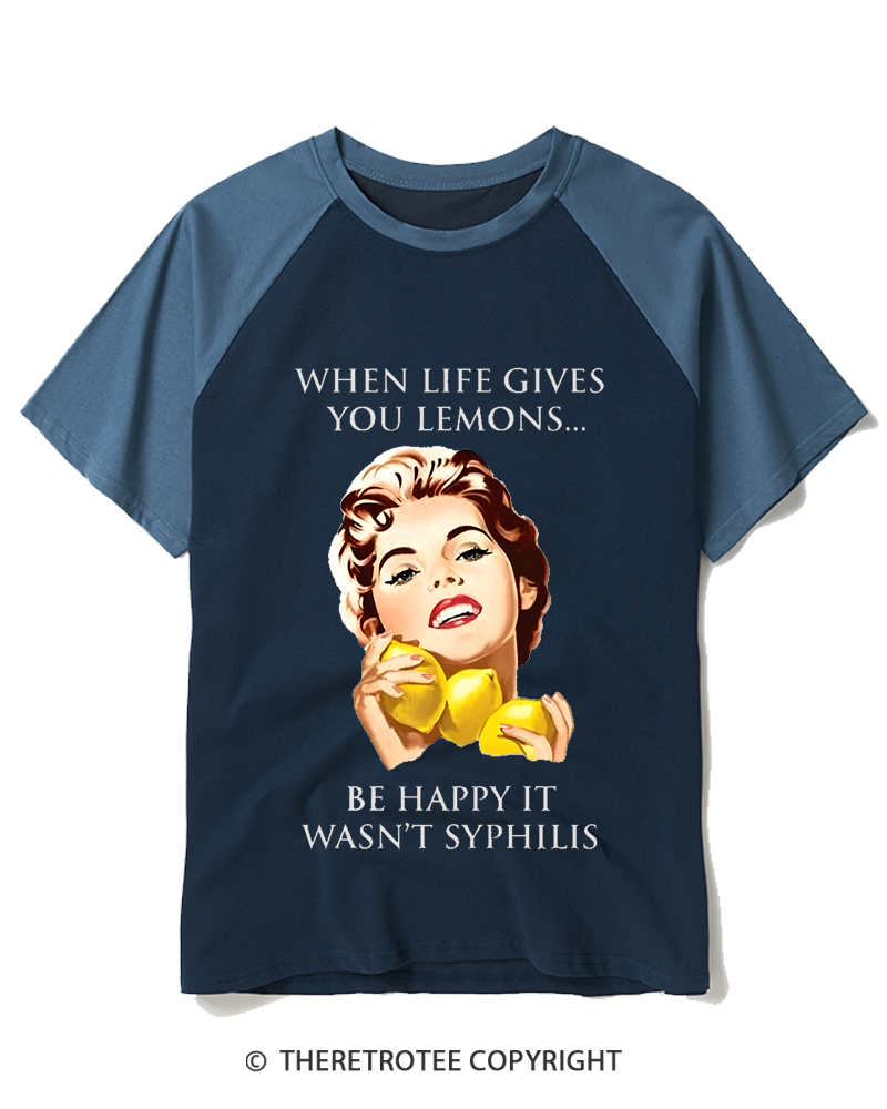 TheRetroTee When Life Gives You Lemons 1950s Raglan Baseball T-Shirt