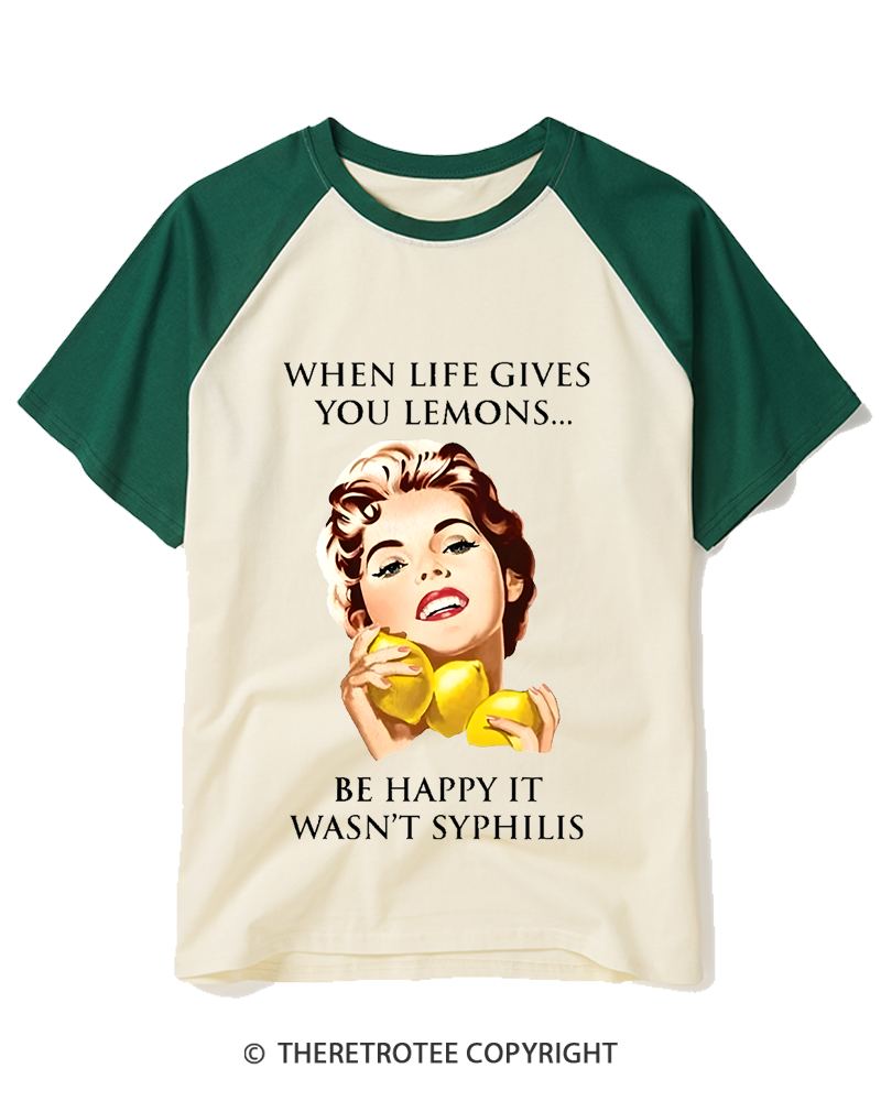 TheRetroTee When Life Gives You Lemons 1950s Raglan Baseball T-Shirt
