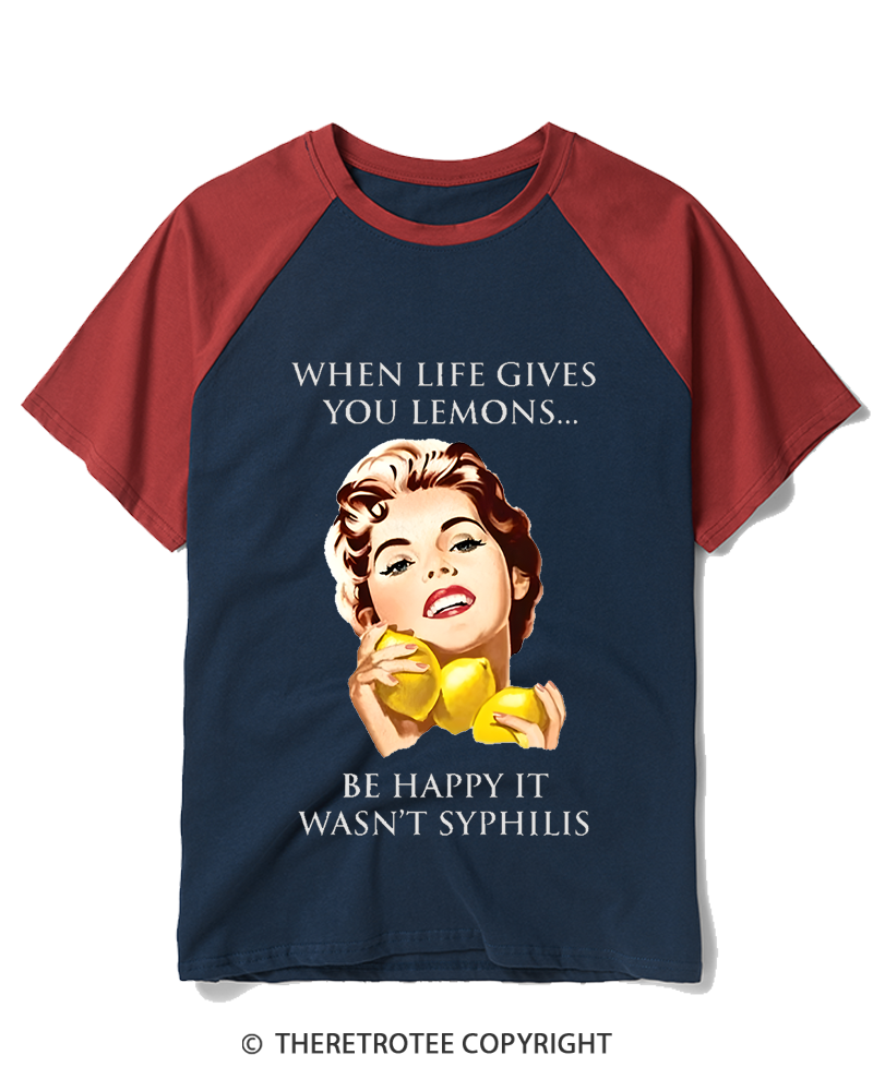 TheRetroTee When Life Gives You Lemons 1950s Raglan Baseball T-Shirt
