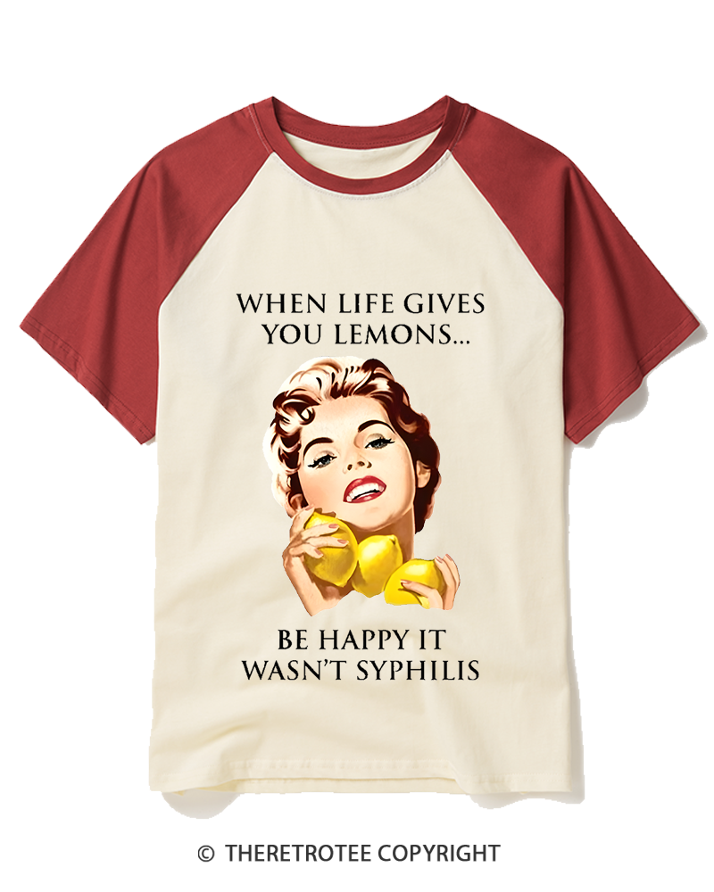 TheRetroTee When Life Gives You Lemons 1950s Raglan Baseball T-Shirt