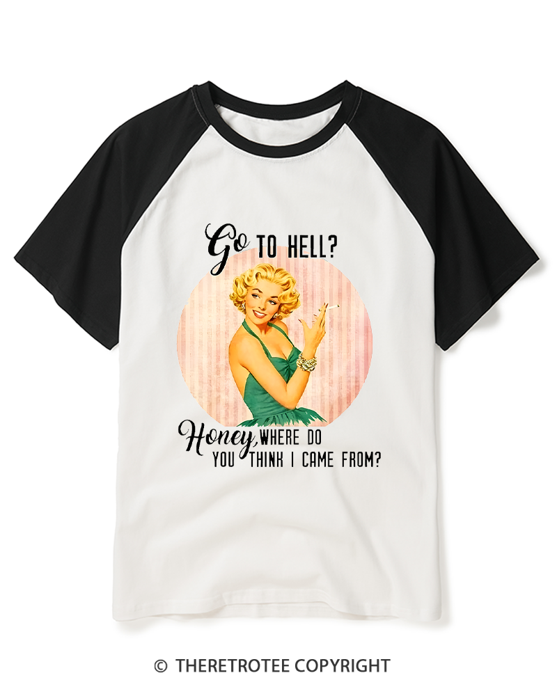 TheRetroTee Where Do You Think I Came From 1950s Raglan Baseball T-Shirt
