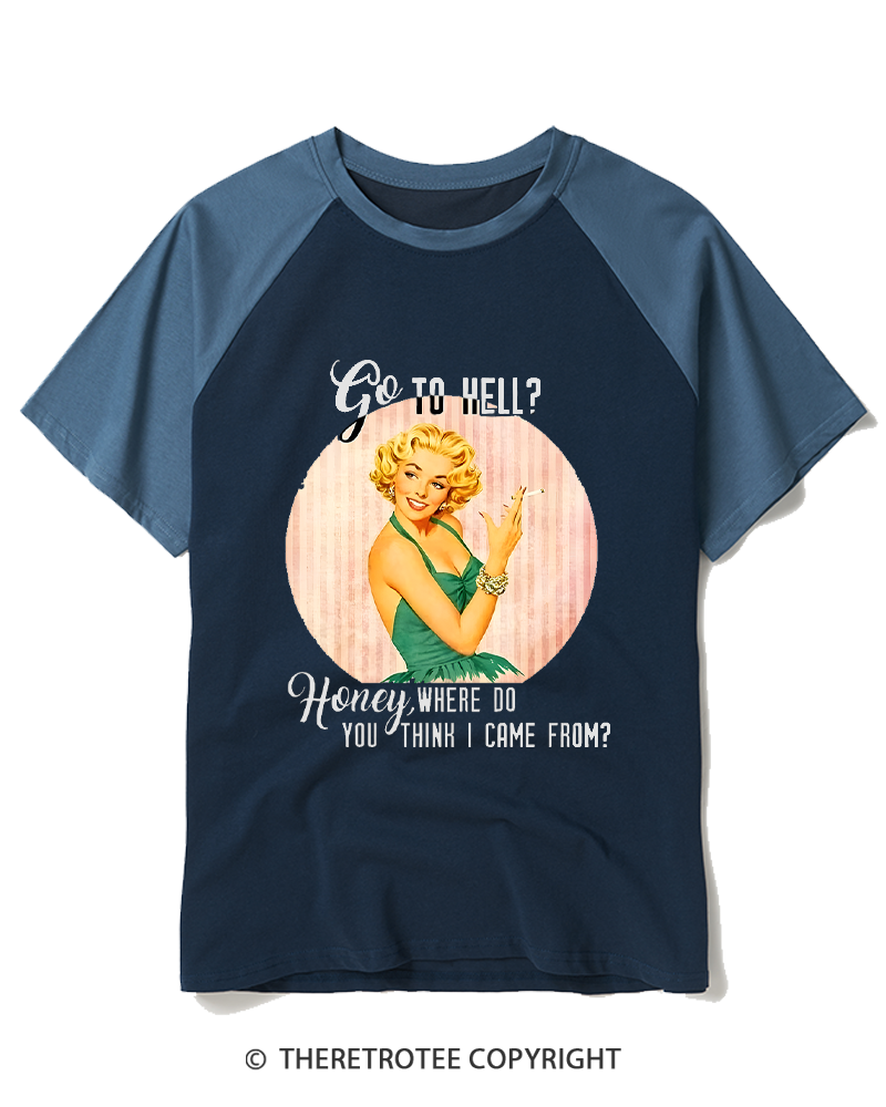 TheRetroTee Where Do You Think I Came From 1950s Raglan Baseball T-Shirt