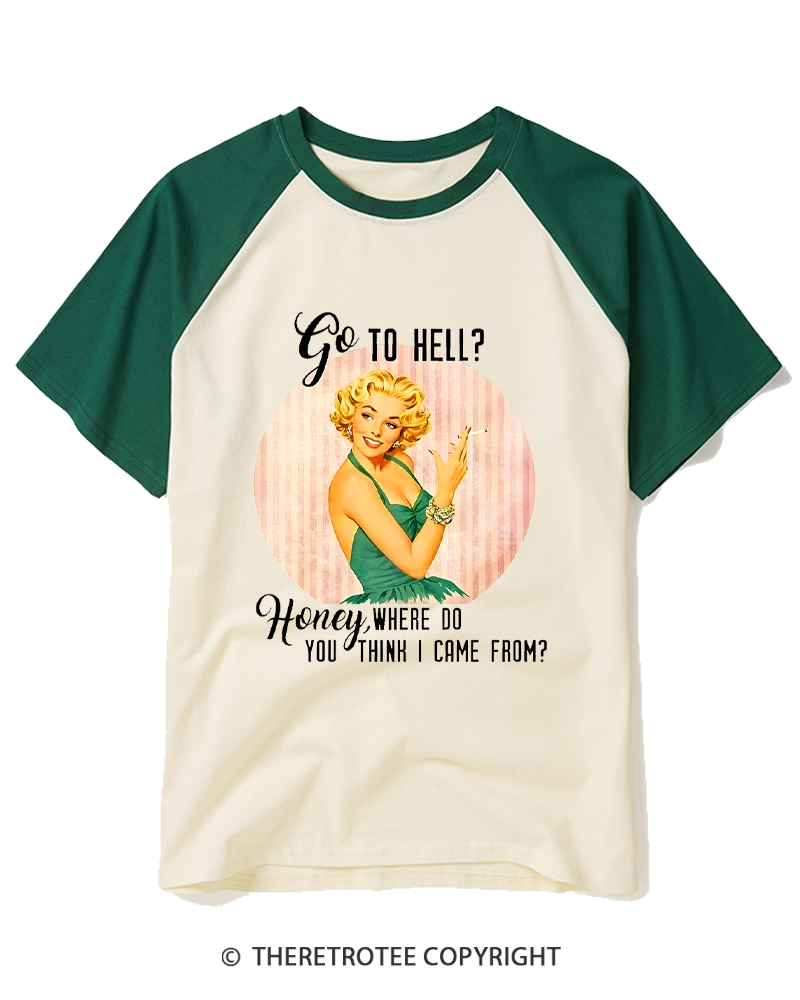 TheRetroTee Where Do You Think I Came From 1950s Raglan Baseball T-Shirt