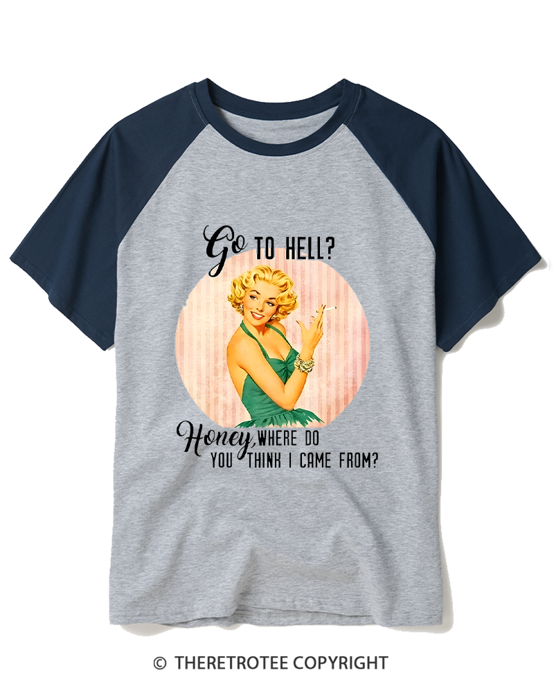 TheRetroTee Where Do You Think I Came From 1950s Raglan Baseball T-Shirt