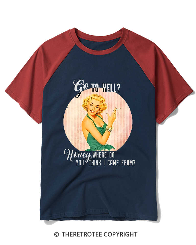 TheRetroTee Where Do You Think I Came From 1950s Raglan Baseball T-Shirt