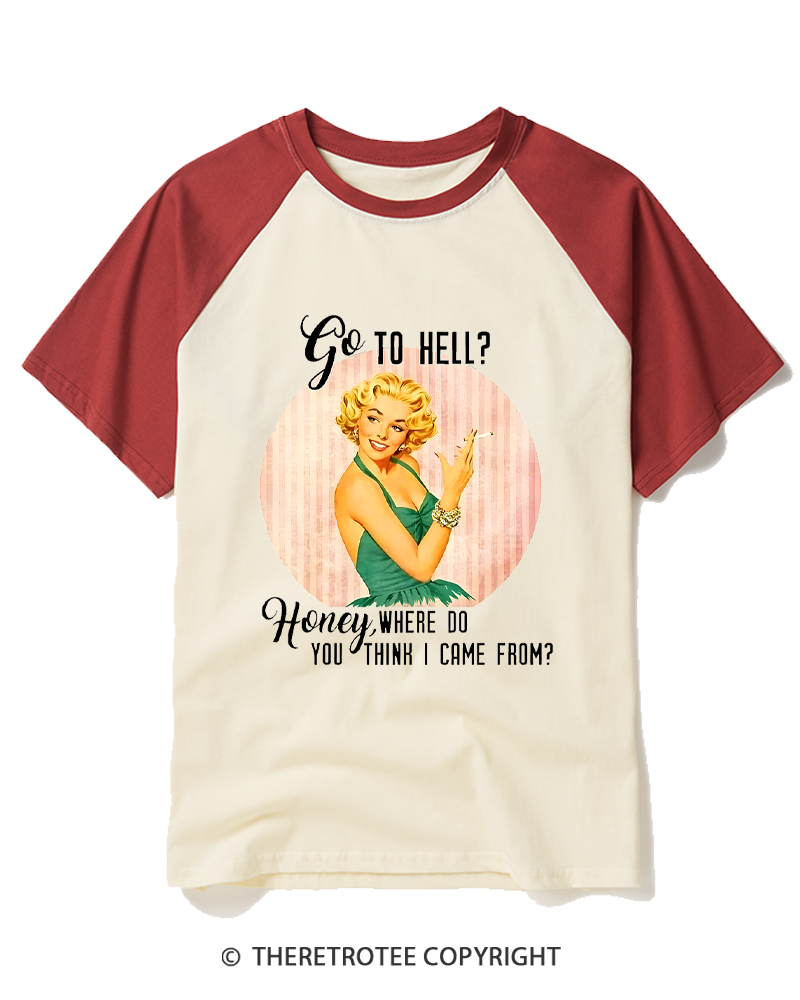 TheRetroTee Where Do You Think I Came From 1950s Raglan Baseball T-Shirt