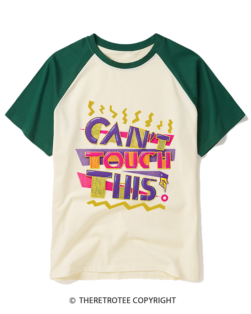 TheRetroTee Can't Touch This 1990s Raglan Baseball T-Shirt
