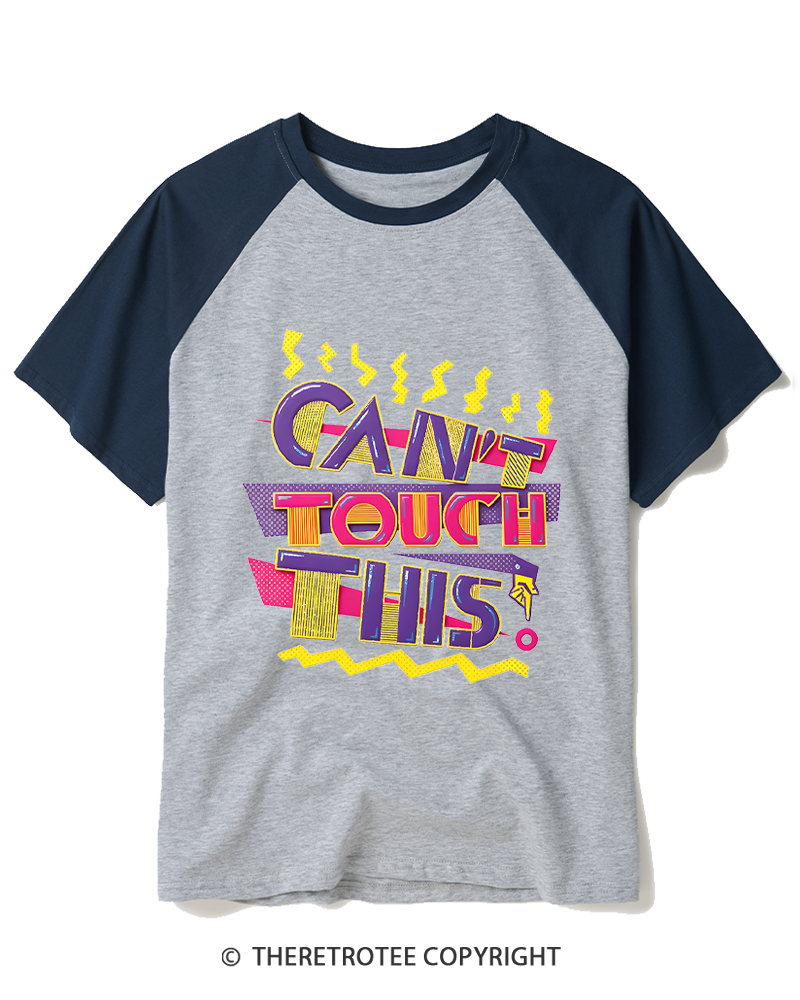 TheRetroTee Can't Touch This 1990s Raglan Baseball T-Shirt