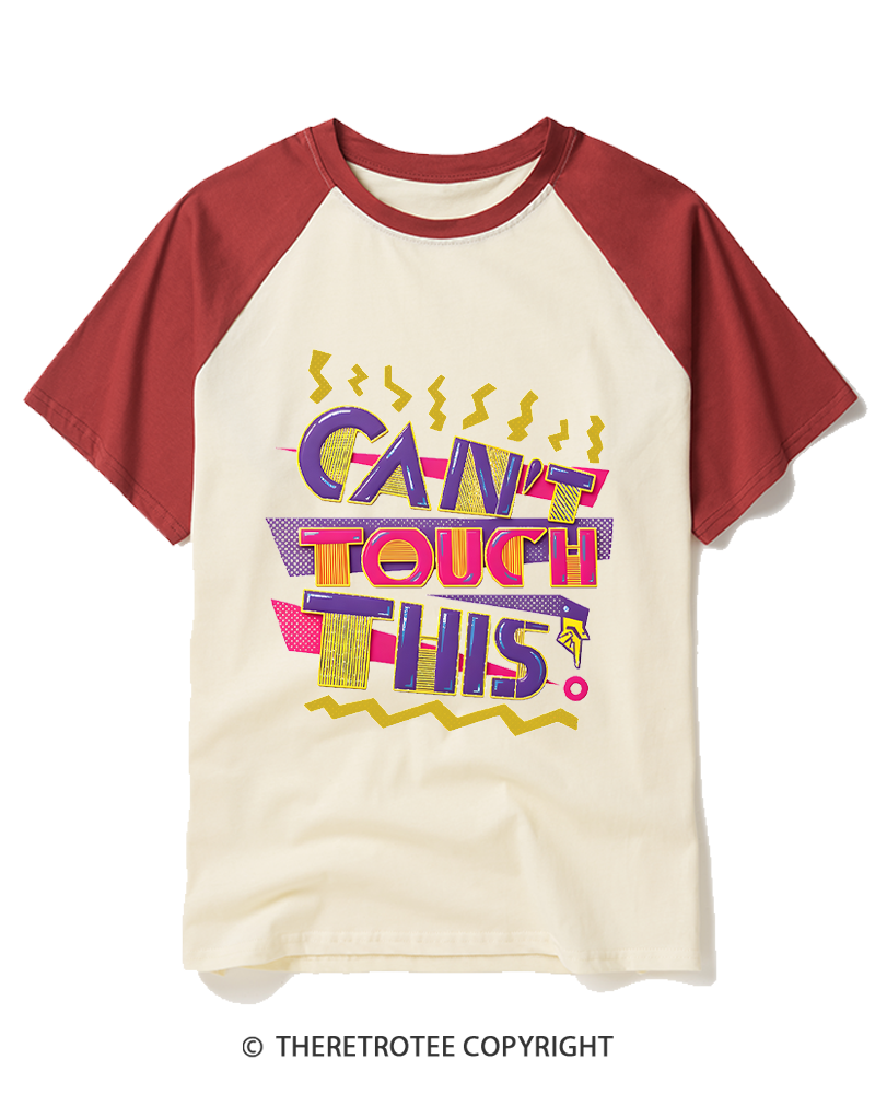 TheRetroTee Can't Touch This 1990s Raglan Baseball T-Shirt