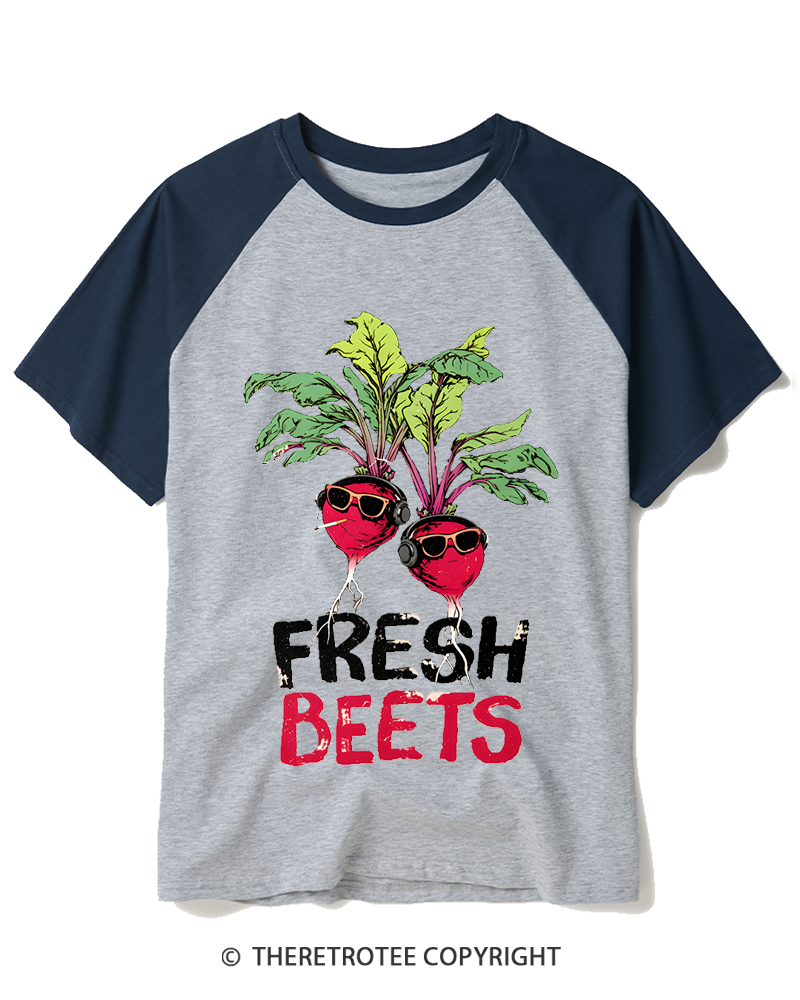 TheRetroTee Fresh Beets 2000s Raglan Baseball T-Shirt