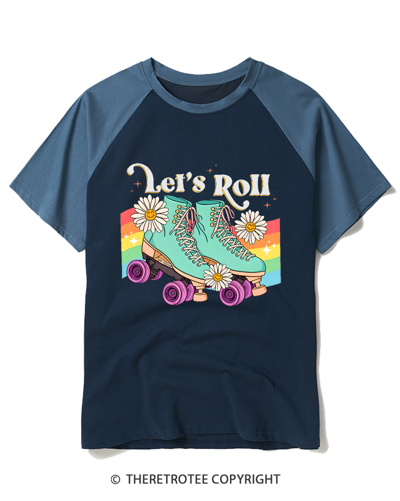 TheRetroTee Let’s Roll 1970s Raglan Baseball T-Shirt