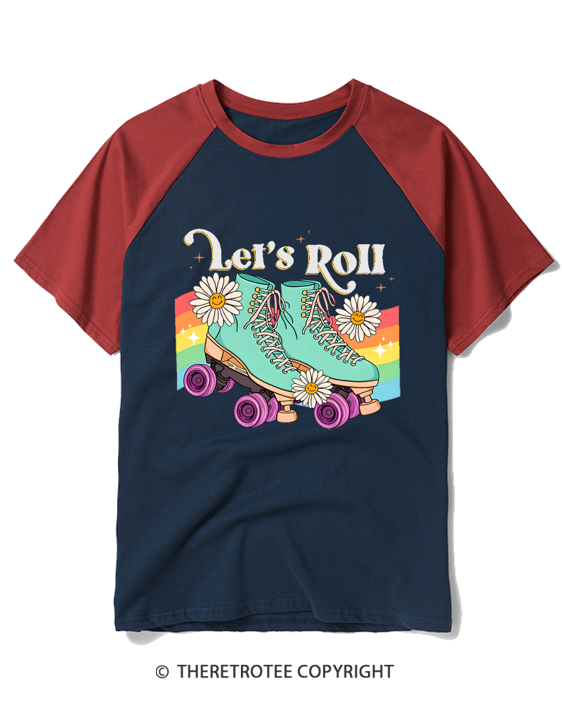 TheRetroTee Let’s Roll 1970s Raglan Baseball T-Shirt
