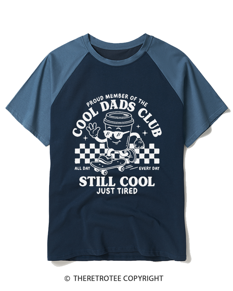 TheRetroTee Proud Member of the Cool Dads Club 1980s Raglan Baseball T-Shirt