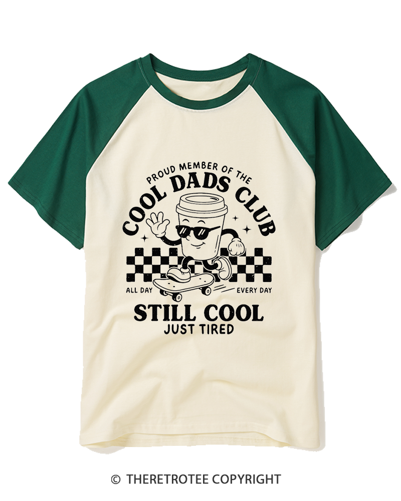 TheRetroTee Proud Member of the Cool Dads Club 1980s Raglan Baseball T-Shirt