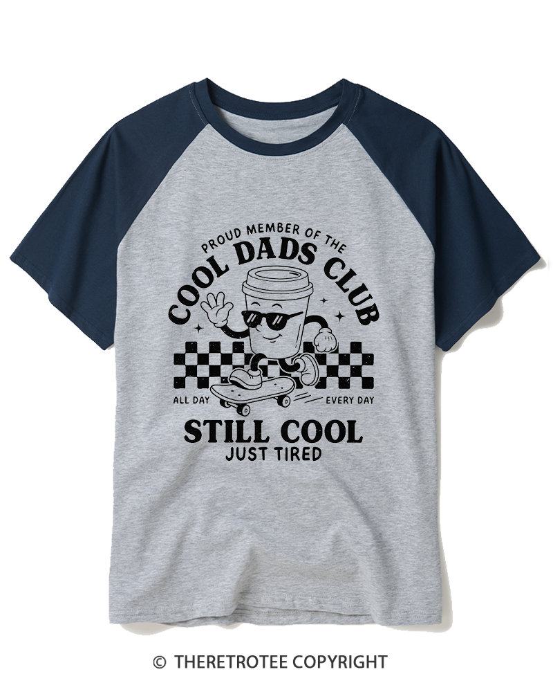 TheRetroTee Proud Member of the Cool Dads Club 1980s Raglan Baseball T-Shirt