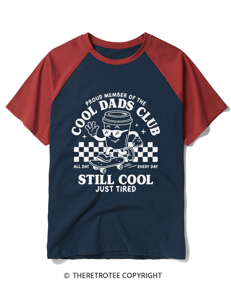 TheRetroTee Proud Member of the Cool Dads Club 1980s Raglan Baseball T-Shirt